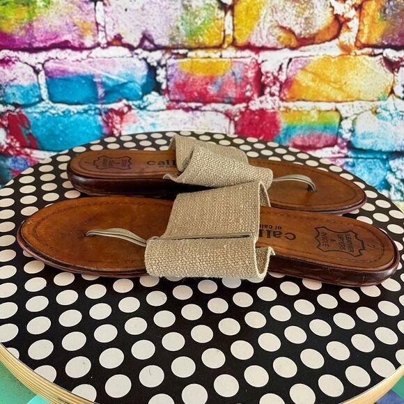 Callisto of California Leather Stretch Sandals Flip Flops Size 7 - Picture 8 of 10